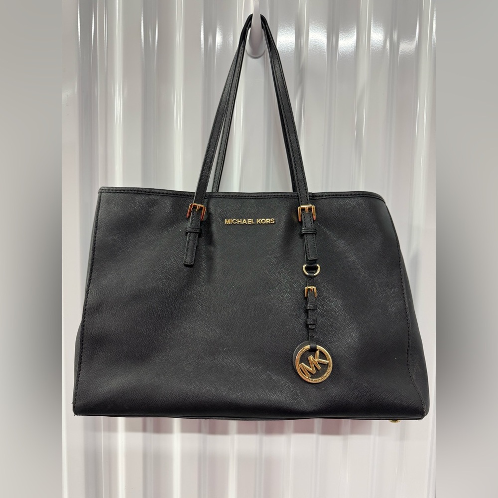 Michael Kors Black Tote with Gold Accents